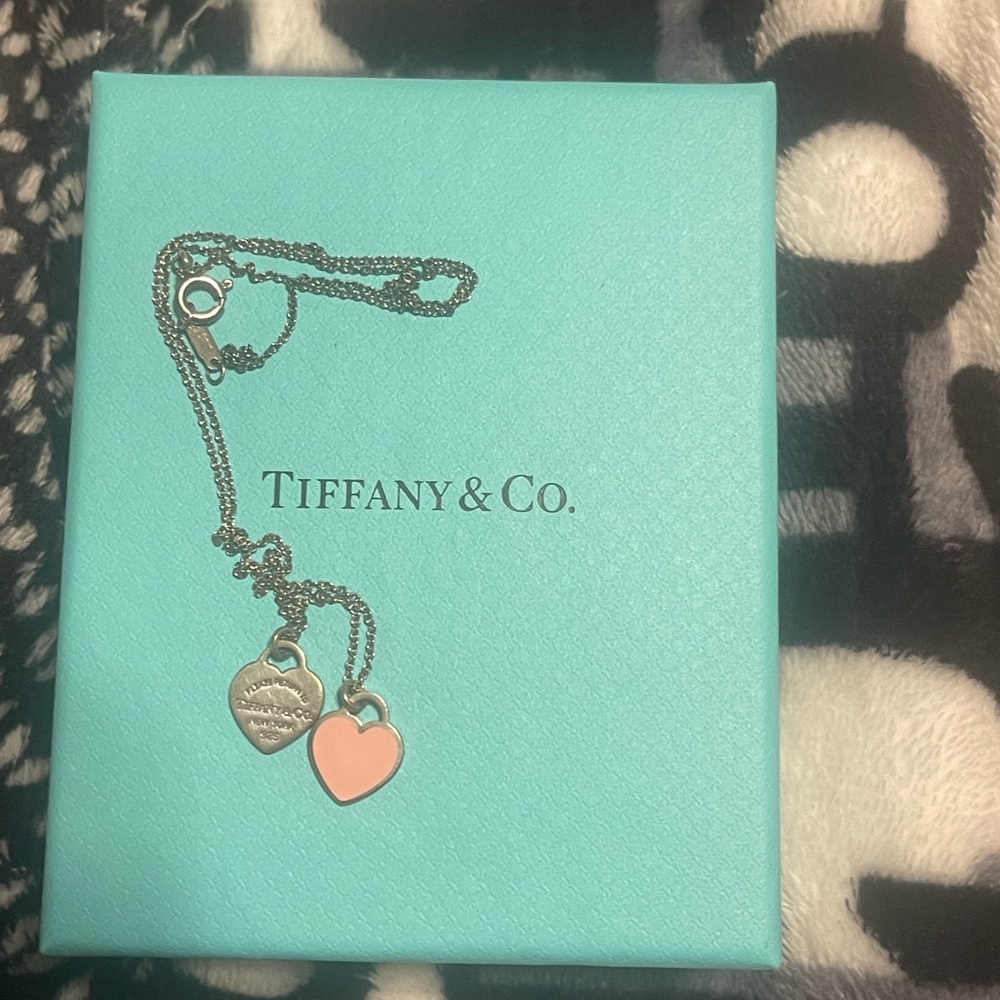 Tiffany & Co Return to Tiffany pink double heart tag pendant with I initial